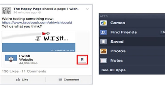 Facebook cho phép lưu đường link để đọc sau