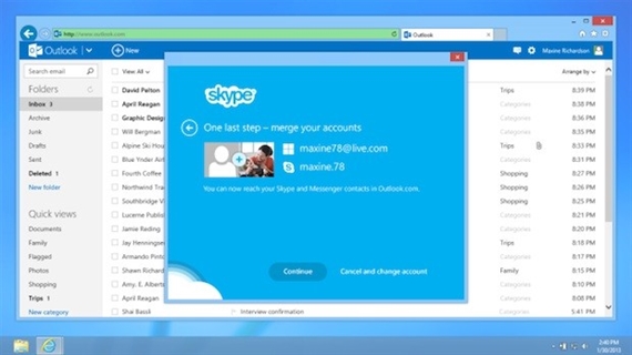 Skype đã được tích hợp Outlook