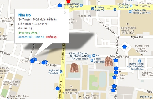 Bản đồ nhà trọ online cho sinh viên