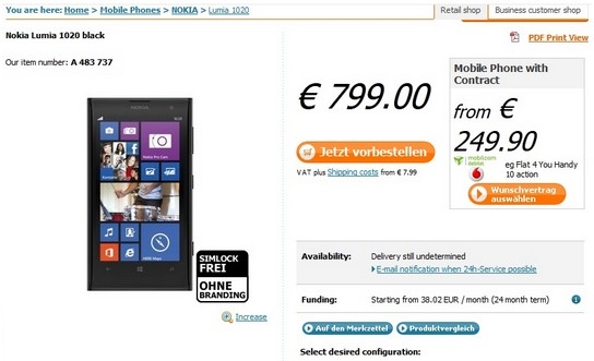 Lumia 1020 bán chính thức ngày 26/07