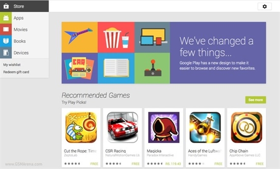 Google Play Store nền web được làm mới