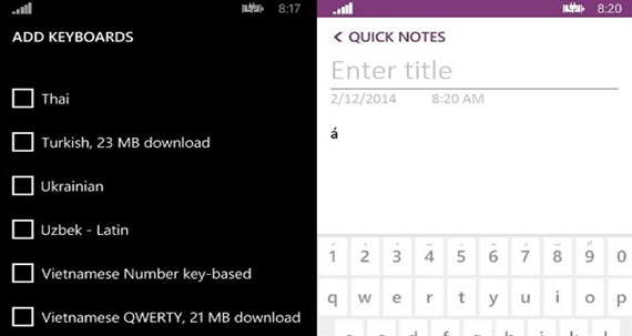 Bộ gõ tiếng Việt Telex và VNI sắp có trên Windows Phone
