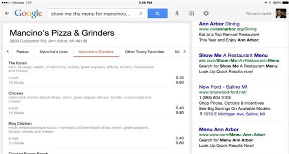 Thực đơn nhà hàng sẽ hiển thị trên Google?