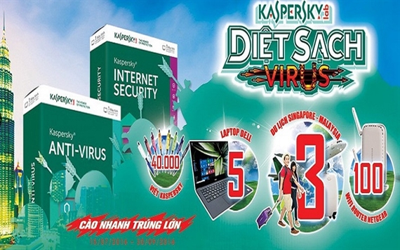 Mua phần mềm Kaspersky, trúng chuyến du lịch Singapore Malaysia